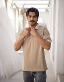 خرید عمده پولوشرت نسکافه ای نیم زیپ بافت طرح فلش