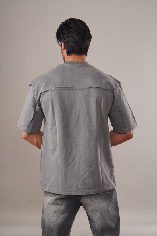 تیشرت-دورس-دو-نخ-برند-تروما-مدل-کثیف-دوزی-طوسی