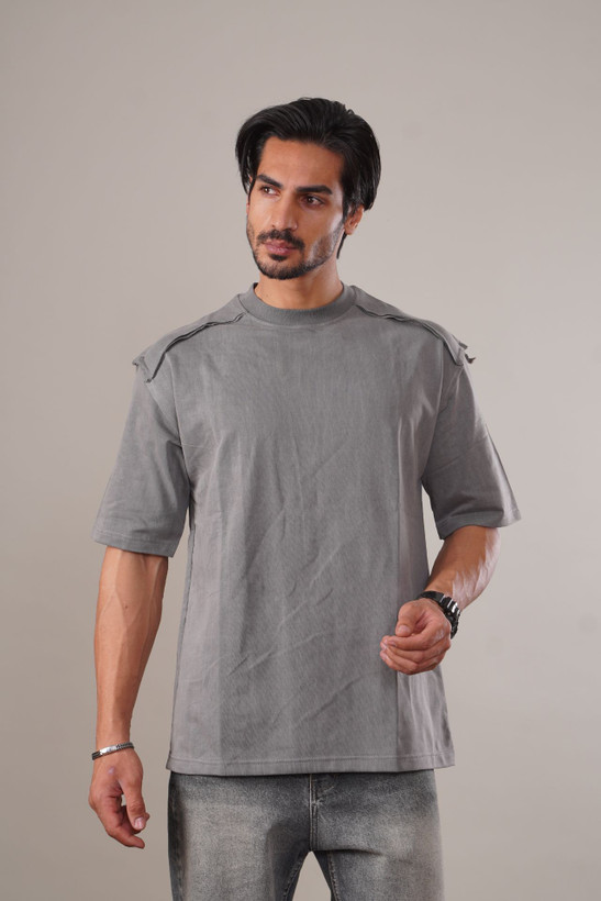 تیشرت-دورس-دو-نخ-برند-تروما-مدل-کثیف-دوزی-طوسی