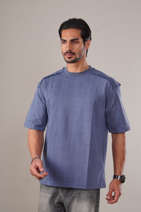 تیشرت-دورس-دو-نخ-برند-تروما-مدل-کثیف-دوزی-آبی